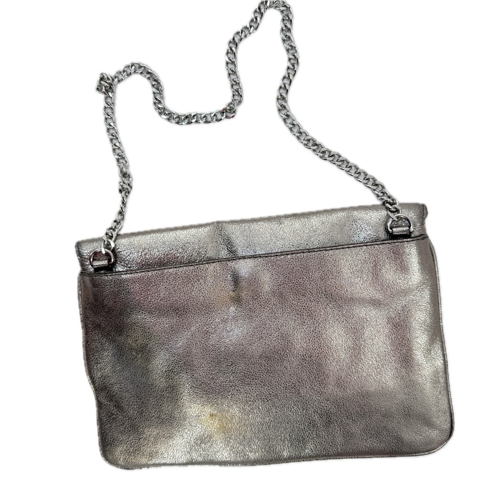 Michael Kors Sloan Leather Clutch / Chain Shoulder Bag with Silver Turnlock - Picture 4 of 17